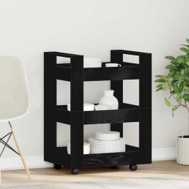 Virtuves Ratiņš Melna Ozola 60X45X80 Cm Inženierijas Koka Vidaxl