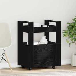 Virtuves Ratiņi Melna Ozolkoka 60X45X80 Cm Inženierijas Koks Vidaxl