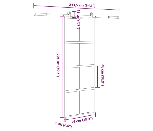 Bīdāmās Durvis Aparatūras Komplektu Rūdīts Stikls Un Alumīnijs Vidaxl