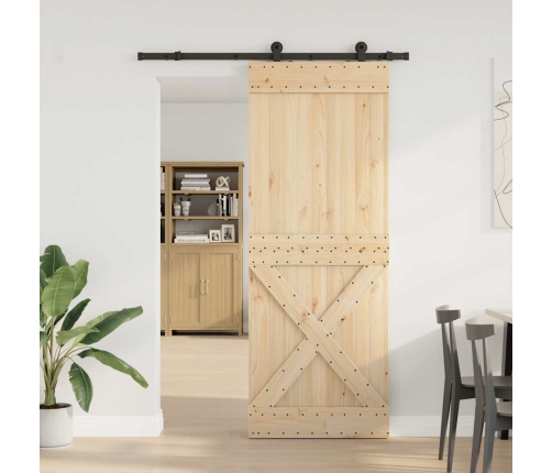 Bīdāmās Durvis Ar Stiprinājumiem, 85X210 Cm, Priedes Masīvkoks Vidaxl