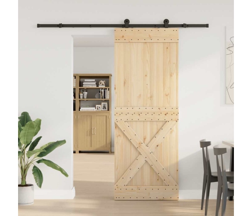 Bīdāmās Durvis Ar Stiprinājumiem, 85X210 Cm, Priedes Masīvkoks Vidaxl