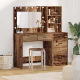 2 Gabalu Grima Galdiņa Komplekts Ar Led Veco Inženieru Koku Vidaxl