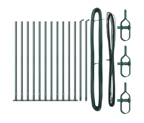 Žogu Stabu Komplekts Ar Pamatnēm 13 Pcs Zaļa Ø32Mm 70 Cm Metāls Vidaxl