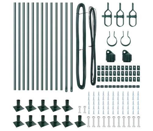 Žogu Stabu Komplekts Ar Pamatnēm 13 Pcs Zaļa Ø32Mm 70 Cm Metāls Vidaxl