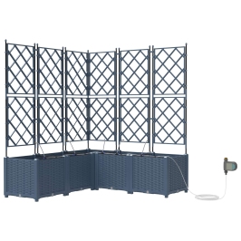Dārza Stādītājs Ar Trelli 5 Gb Pelēks 120X120X143 Cm Vidaxl