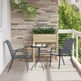 3 Daļu Dārza Bistro Komplekts Antracīts Tekstilēns Un Tērauds Vidaxl
