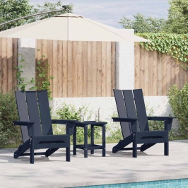 3 Daļu Dārza Atpūtas Komplekts Tumši Zils Hdpe Vidaxl
