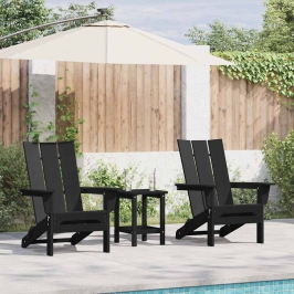 3 Daļu Dārza Atpūtas Komplekts Melnā Krāsā Ar Hdpe Vidaxl