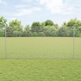 Veltņota Stieples Žogs Ar 10 U Stabiem Sudrabā 1.2X10 M Tērauda Vidaxl