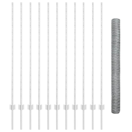 Vidaxl Žoga Stabi 22 Gab. U-Kanāls 140 Cm Galvanizētā Tērauda,  Sešstūra Žogs 1.4X25 M Galvanizētā Tērauda Vidaxl