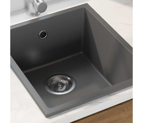 Virtuves Izlietne Ar Pārmērību Ventilāciju Pelēkajā Granītā Vidaxl