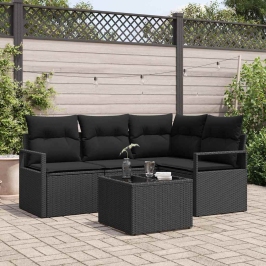Vidaxl 5 Gabalu Dārza Dīvānu Komplekts Ar Spilveniem Bežā Polyrattan,  2-Vietīgais Dārza Dīvāns Ar Spilveniem Melnā Polyrattan Vidaxl