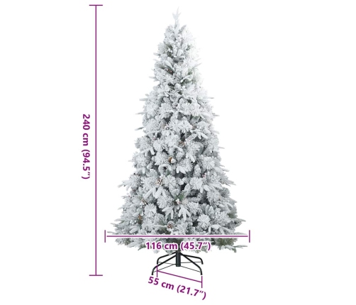 Mākslīgais Salokāmais Ziemassvētku Koks Ar Sniega Apdari Balts Vidaxl