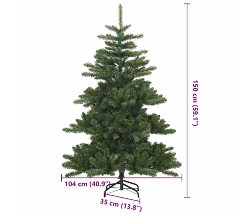 Mākslīgā Saliekamā Ziemassvētku Egle Zaļa 150 Cm Pvc, Tērauds Vidaxl