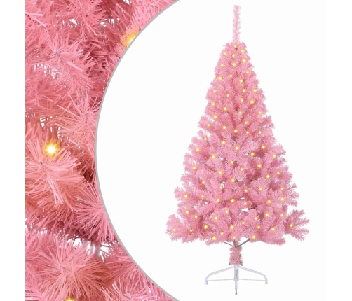 Mākslīgais Led Ziemassvētku Eglīte Su 150 Led Rozā 120 Cm Pvc Vidaxl