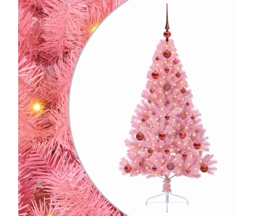 Mākslīgais Led Ziemassvētku Eglīte Su 150 Led Rozā 120 Cm Pvc Vidaxl