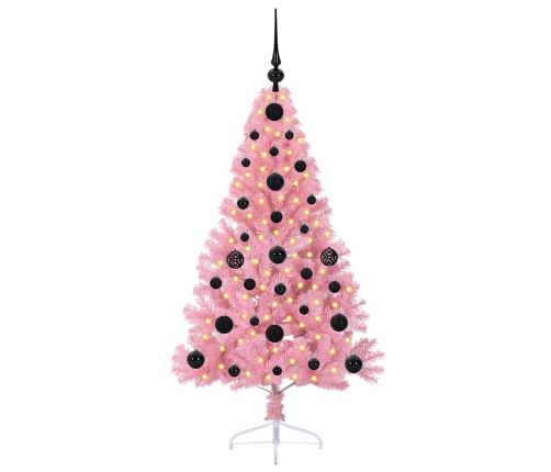 Mākslīgais Led Ziemassvētku Eglīte Su 150 Led Rozā 120 Cm Pvc Vidaxl