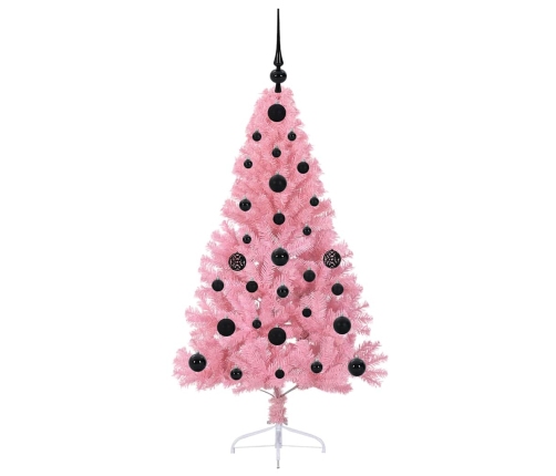 Mākslīgais Led Ziemassvētku Eglīte Su 150 Led Rozā 120 Cm Pvc Vidaxl