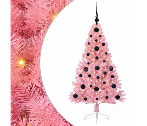 Mākslīgais Led Ziemassvētku Eglīte Su 150 Led Rozā 120 Cm Pvc Vidaxl