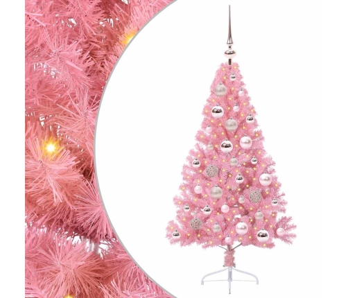 Mākslīgais Led Ziemassvētku Eglīte Su 150 Led Rozā 120 Cm Pvc Vidaxl