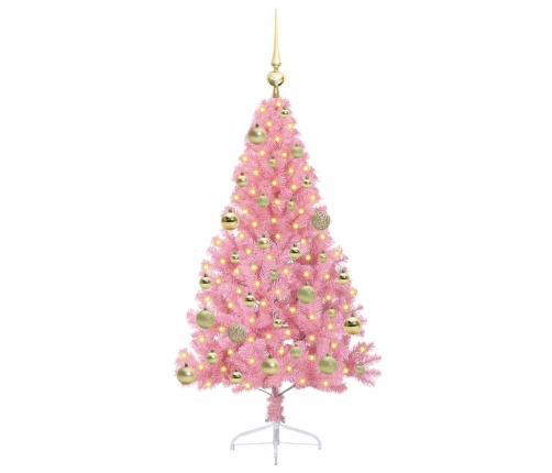 Mākslīgais Led Ziemassvētku Eglīte Su 150 Led Rozā 120 Cm Pvc Vidaxl