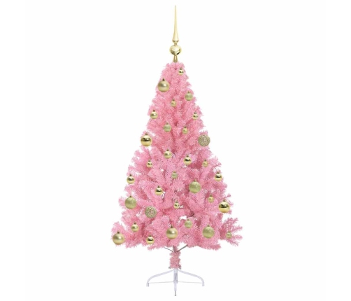 Mākslīgais Led Ziemassvētku Eglīte Su 150 Led Rozā 120 Cm Pvc Vidaxl