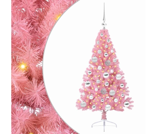 Mākslīgais Led Ziemassvētku Eglīte Su 150 Led Rozā 120 Cm Pvc Vidaxl