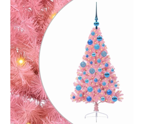 Mākslīgais Led Ziemassvētku Eglīte Su 150 Led Rozā 120 Cm Pvc Vidaxl