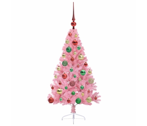 Mākslīgais Led Ziemassvētku Eglīte Su 150 Led Rozā 120 Cm Pvc Vidaxl