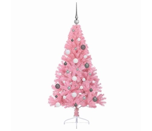 Mākslīgais Led Ziemassvētku Eglīte Su 150 Led Rozā 150 Cm Pvc Vidaxl