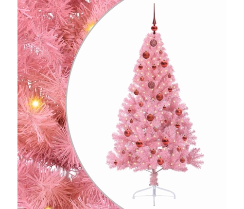 Mākslīgais Led Ziemassvētku Eglīte Su 150 Led Rozā 150 Cm Pvc Vidaxl