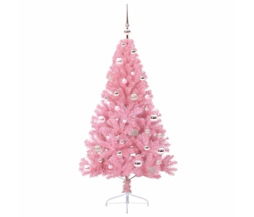 Mākslīgais Led Ziemassvētku Eglīte Su 150 Led Rozā 150 Cm Pvc Vidaxl