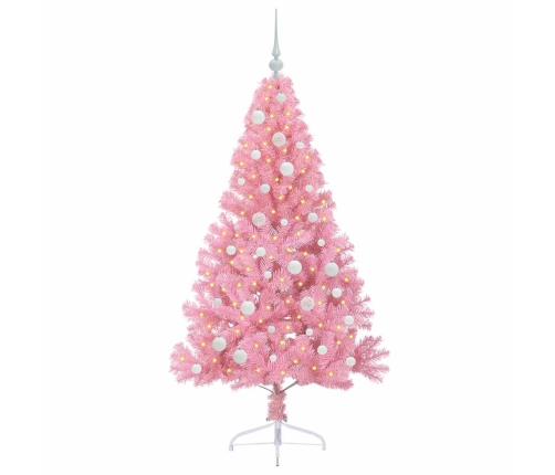 Mākslīgais Led Ziemassvētku Eglīte Su 150 Led Rozā 150 Cm Pvc Vidaxl
