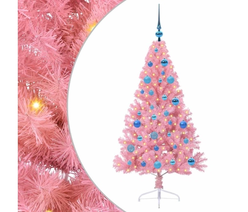 Mākslīgais Led Ziemassvētku Eglīte Su 150 Led Rozā 150 Cm Pvc Vidaxl