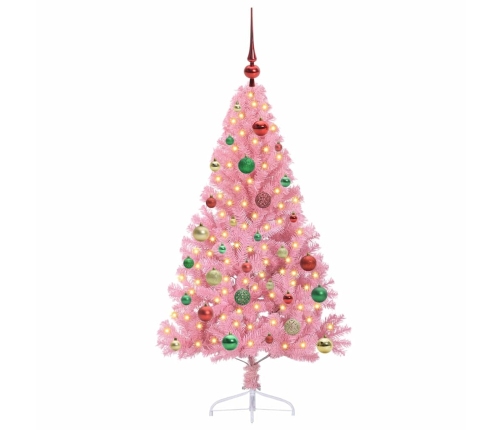 Mākslīgais Led Ziemassvētku Eglīte Su 150 Led Rozā 150 Cm Pvc Vidaxl