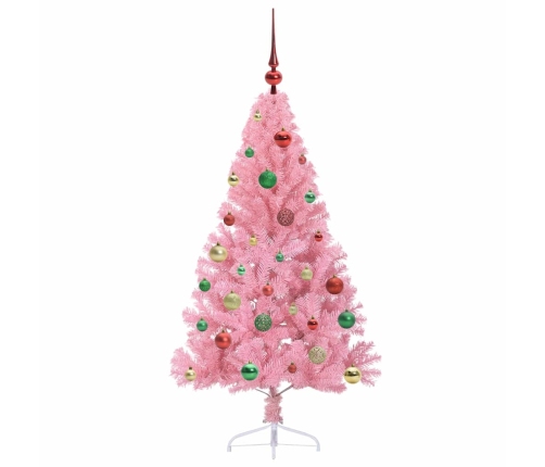 Mākslīgais Led Ziemassvētku Eglīte Su 150 Led Rozā 150 Cm Pvc Vidaxl