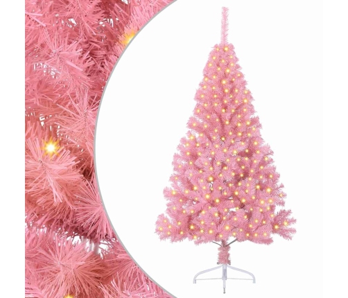 Mākslīgais Led Ziemassvētku Eglīte Su 300 Led Rozā 180 Cm Pvc Vidaxl