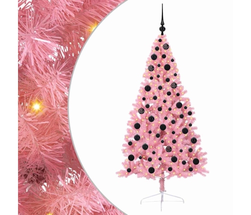 Mākslīgais Led Ziemassvētku Eglīte Su 300 Led Rozā 180 Cm Pvc Vidaxl