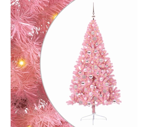 Mākslīgais Led Ziemassvētku Eglīte Su 300 Led Rozā 180 Cm Pvc Vidaxl