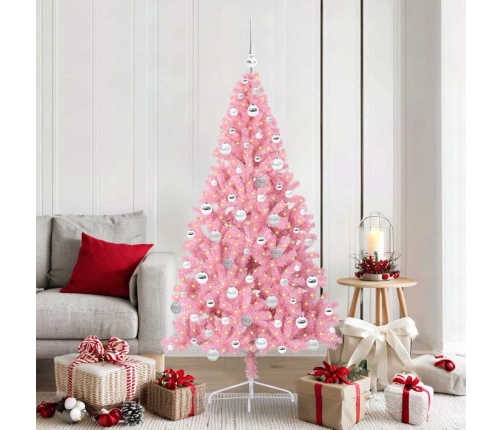 Mākslīgais Led Ziemassvētku Eglīte Su 300 Led Rozā 180 Cm Pvc Vidaxl