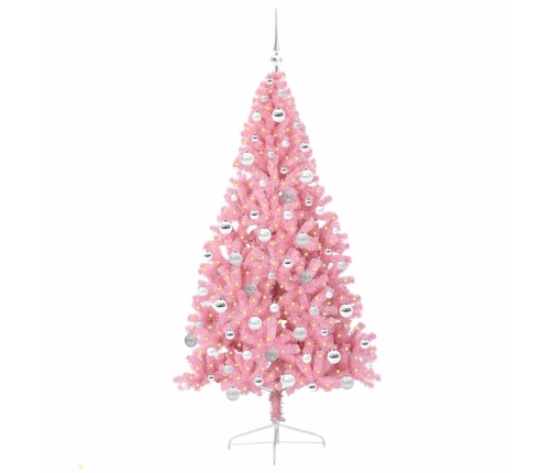 Mākslīgais Led Ziemassvētku Eglīte Su 300 Led Rozā 180 Cm Pvc Vidaxl