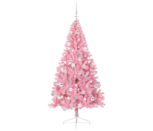 Mākslīgais Led Ziemassvētku Eglīte Su 300 Led Rozā 180 Cm Pvc Vidaxl