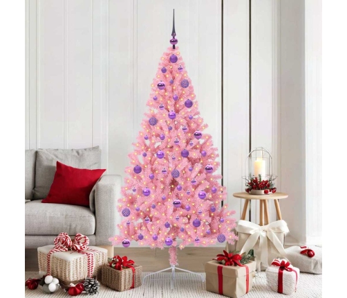 Mākslīgais Led Ziemassvētku Eglīte Su 300 Led Rozā 180 Cm Pvc Vidaxl