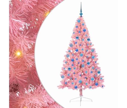 Mākslīgais Led Ziemassvētku Eglīte Su 300 Led Rozā 180 Cm Pvc Vidaxl