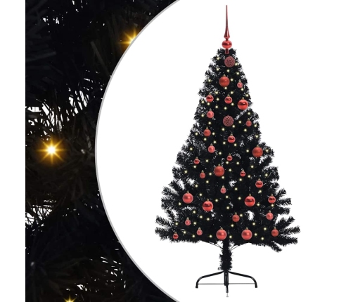 Mākslīgais Led Ziemassvētku Eglīte Su 150 Led Melna 150 Cm Pvc Vidaxl