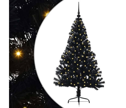 Mākslīgais Led Ziemassvētku Eglīte Su 150 Led Melna 150 Cm Pvc Vidaxl