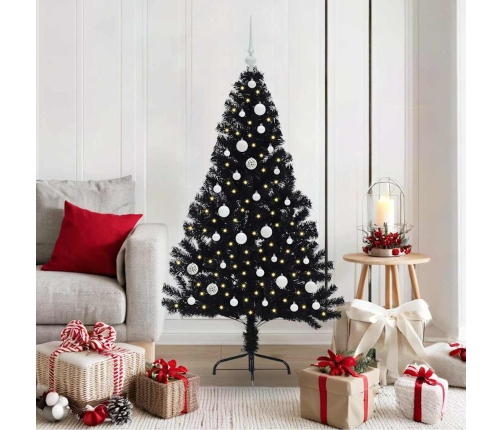 Mākslīgais Led Ziemassvētku Eglīte Su 150 Led Melna 150 Cm Pvc Vidaxl