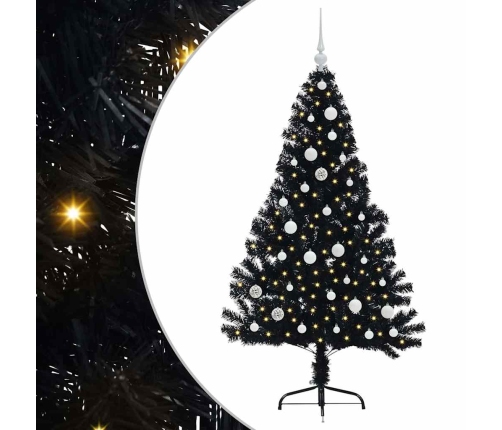 Mākslīgais Led Ziemassvētku Eglīte Su 150 Led Melna 150 Cm Pvc Vidaxl