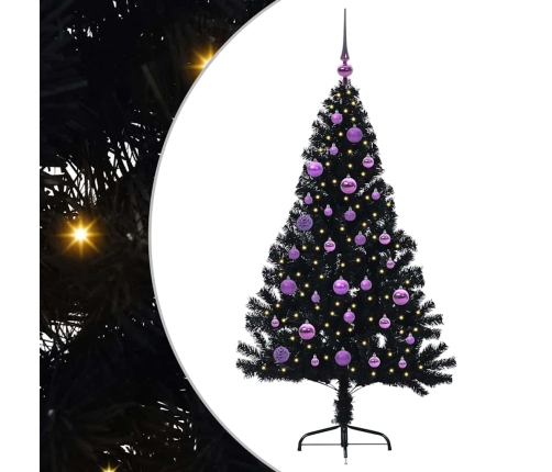 Mākslīgais Led Ziemassvētku Eglīte Su 150 Led Melna 150 Cm Pvc Vidaxl