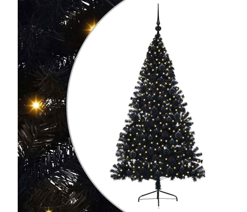 Mākslīgais Led Ziemassvētku Eglīte Su 300 Led Melna 180 Cm Pvc Vidaxl